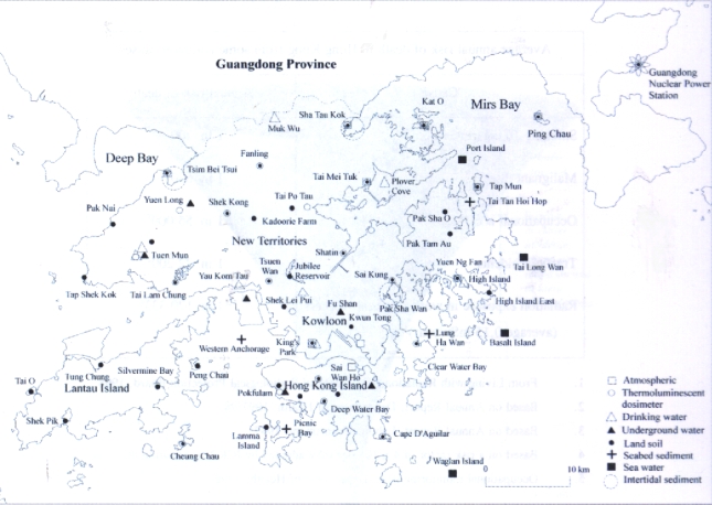 Sampling sites of the radiation monitoring programme